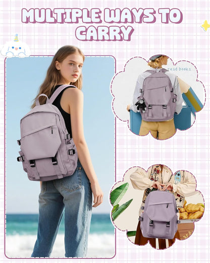 School Backpack for Women Men College High School Bags for Boys Girls Casual Daypack Laptop Backpack Waterproof Black Bookbag Travel Rucksack