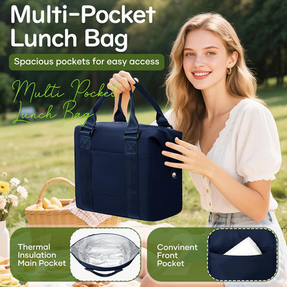 Lunch Bag Insulated Lunch Box Leakproof Lunch Tote Bags for Women Men,Portable Thermal Cooler Bag Lunch Containers with Shoulder Strap for Work, Family, Picnic, School, Outdoor,BBQ C2-Pinkpurple