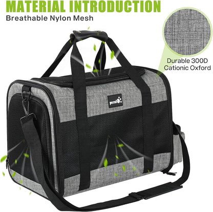 Pecute Cat Carrier Dog Carrier up to 15lbs，Pet Carrier for Cats and Puppies with Foldable Bowl, Soft-Sided Bag with Breathable Mesh, Suitable for Long and Short Trips Travel Camping Outdoor