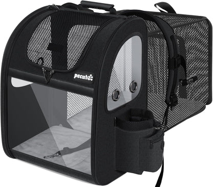 Pecute Pet Carrier Backpack, Dog Carrier Backpack Expandable with Breathable Mesh for Pets ＜6kg, Pet Backpack Carrier for Hiking Travel Camping Outdoor