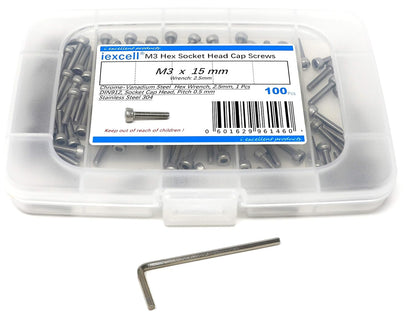 iexcell 25 Pcs M6 x 20mm Thread Pitch 1 mm Stainless Steel 304 Hex Socket Head Cap Screws Bolts Kit