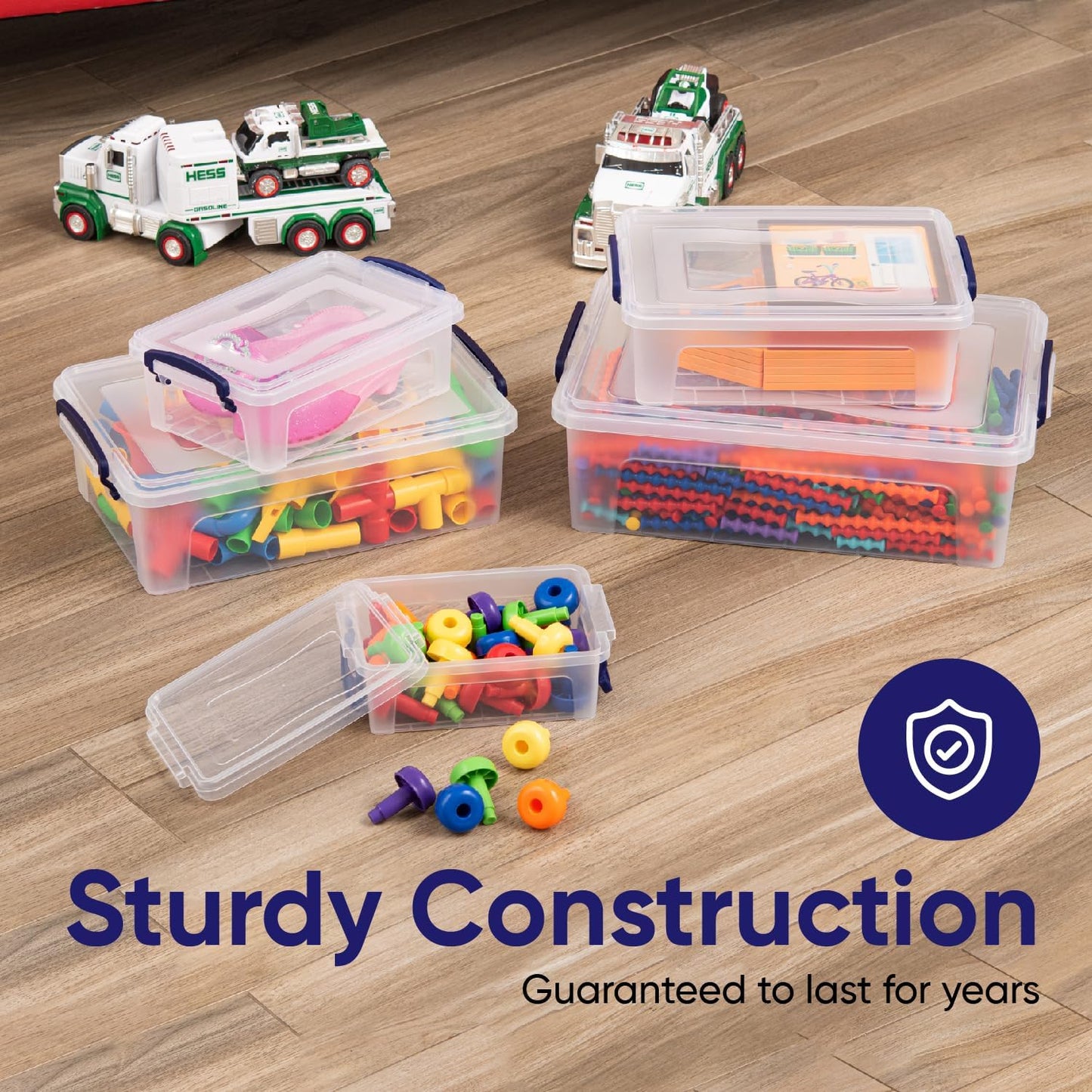 Superio Storage Bins with Lids- 3 Pack, 1.85 Qt Clear Boxes for Organizing, Stackable Plastic Containers- BPA Free, Non-Toxic, Odor Free, Organizer for Home, Office, Dorm