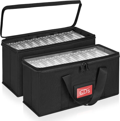 4 Pack-DVD Storage Boxes, PVC Clear Lid, DVD Case Holder Organizer with Index Labels-15.4"x 5.5"x 7.9" DVDs Storage Holder Bags for DVDs, CDs, Video Games, Books, Each Hold up to 25 DVDs Jewel Cases