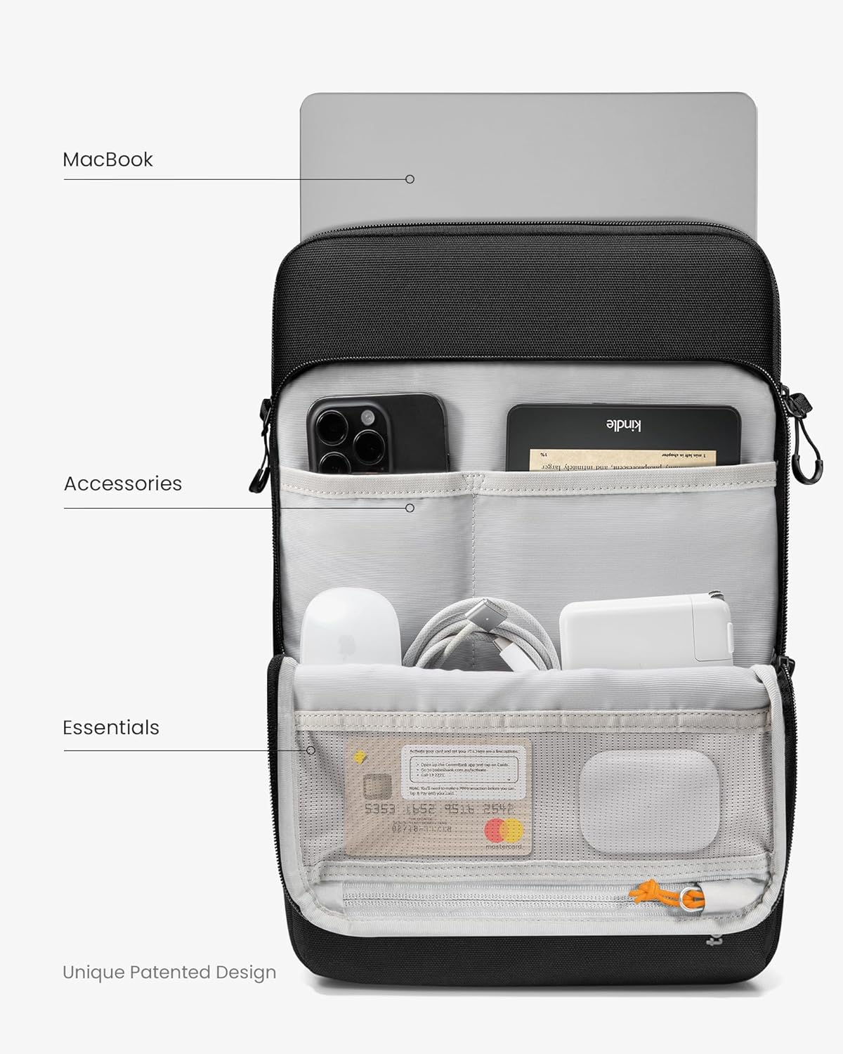 tomtoc DefenderAce-A03 360 Protective Laptop Shoulder Bag for 16-inch New MacBook Pro M4/M3/M2/M1 Pro/Max 2024-2019, Water-Resistant Well-Organized Accessory Sleeve Case with Handle
