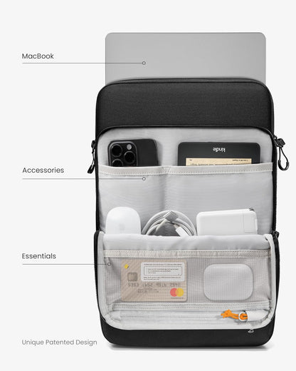 tomtoc DefenderAce-A03 360 Protective Laptop Shoulder Bag for 16-inch New MacBook Pro M4/M3/M2/M1 Pro/Max 2024-2019, Water-Resistant Well-Organized Accessory Sleeve Case with Handle