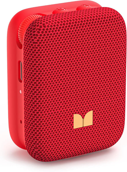 Monster Blaster Atom Wearable Bluetooth Speaker with Mics for Hands-Free Calls, IPX5 Waterproof, Compact and Portable Speaker for Workout, Cycling (Red)