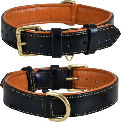DowgClub | Genuine Leather Dog Collar | Full Grain, Heavy Duty | Comfortable, Strong | Best for Pups, Small, Medium & Large Breeds | Pink, Brown, Black, Tan