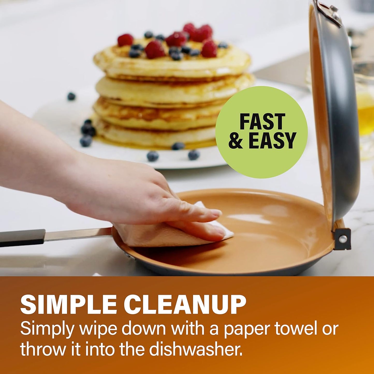 Gotham Steel Pancake Bonanza Pancake Maker, 2-Sided Nonstick Pancake Pan, Crepe Maker, Egg Pan, for Perfect Pancakes Eggs Crepes, Long Lasting Nonstick, Even Heating, Dishwasher Safe, 100% Toxin Free