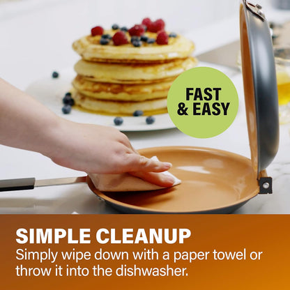 Gotham Steel Pancake Bonanza Pancake Maker, 2-Sided Nonstick Pancake Pan, Crepe Maker, Egg Pan, for Perfect Pancakes Eggs Crepes, Long Lasting Nonstick, Even Heating, Dishwasher Safe, 100% Toxin Free