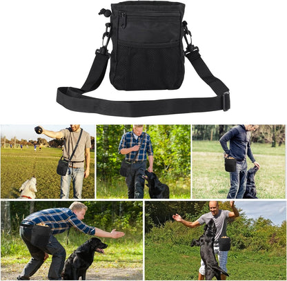 Pet Treat Bag, Dog Obedience Training Waist Pouch Reward Bait Bag Food Snack Small Items, Storage Bags with Shoulder and Strap Built in Poop Dispenser for pet