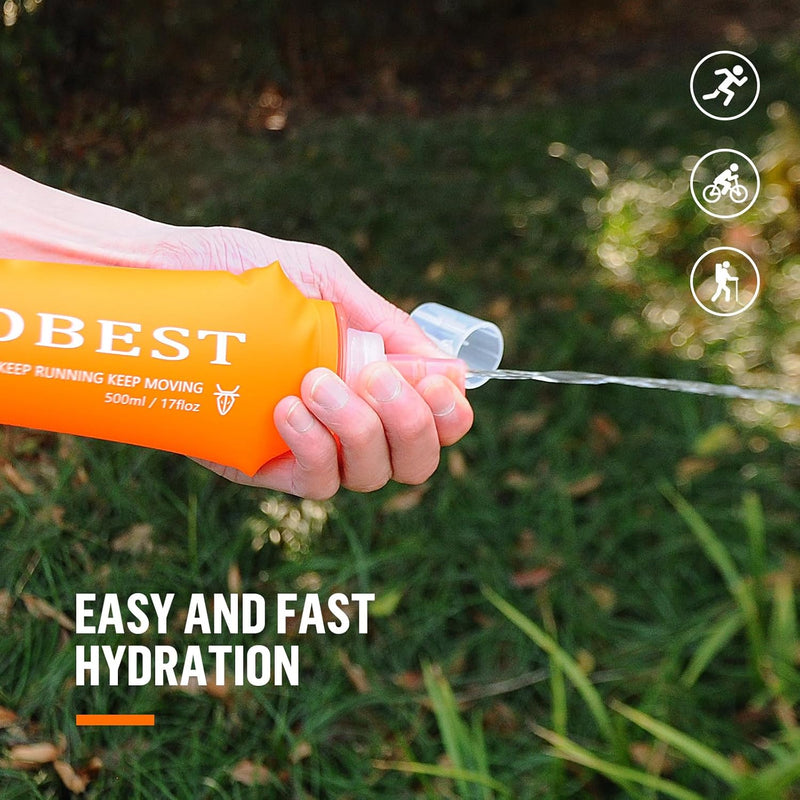 UTOBEST Soft Flask Running Water Bottle Collapsible Water Bottle for Trail Running Hydration Pack Hiking Cycling Climbing 150ML/250ML/350ML/450ML/500ML/550ML