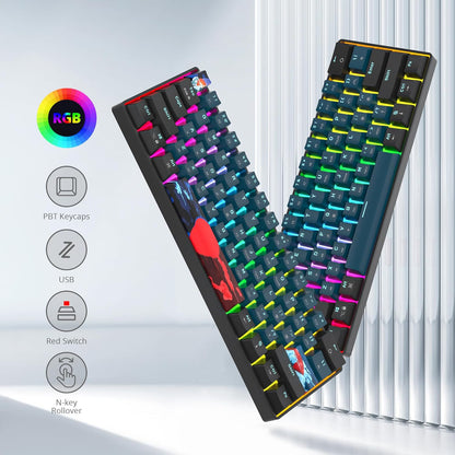 Fogruaden Full Size Mechanical Keyboard, Green Matcha Keyboard, Wired USB 104 Keys RGB Backlit Gaming Keyboard with Number Pad, Red Switches, NKRO Mechanical Keyboard for Windows Laptop PC Gamer