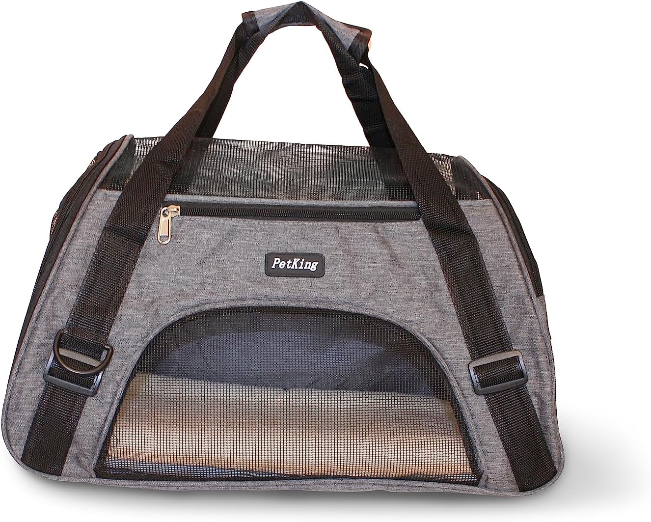 LuggageKing Soft-Sided Pet Carrier Travel Bag - Dog Carrier for Very Small Dogs, Medium-Sized Cat Carrier - Shoulder Strap, Buckle Zippers (M) (Dark Grey)
