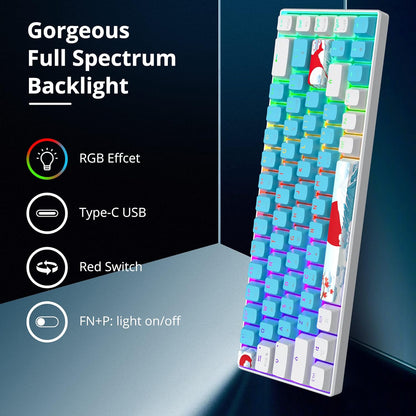 Fogruaden Full Size Mechanical Keyboard, Green Matcha Keyboard, Wired USB 104 Keys RGB Backlit Gaming Keyboard with Number Pad, Red Switches, NKRO Mechanical Keyboard for Windows Laptop PC Gamer