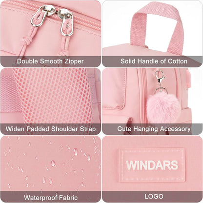 WINDARS Backpacks for Girls, 15.6 Inch School Bag Cute Waterproof laptop Bookbag Large College Backpack for Teen Women Students Anti Theft Travel Daypack Black