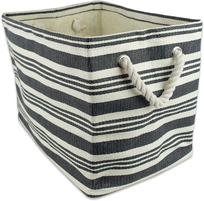 DII Storage Basket or Bin, Collapsible & Convenient Storage Solution for Office, Bedroom, Closet, Toys, Laundry (Large) - Pink Rugby Stripe