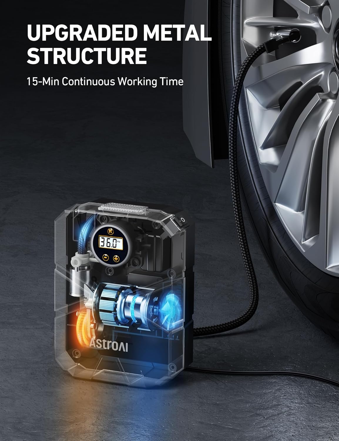 AstroAI Tire Inflator Air Compressor 12V DC, Digital Car Tire Pump 150 PSI, Preset Tire Pressure & Auto Shutoff, Electric Air Pump for Car Tyres, Bicycles, Other Inflatables