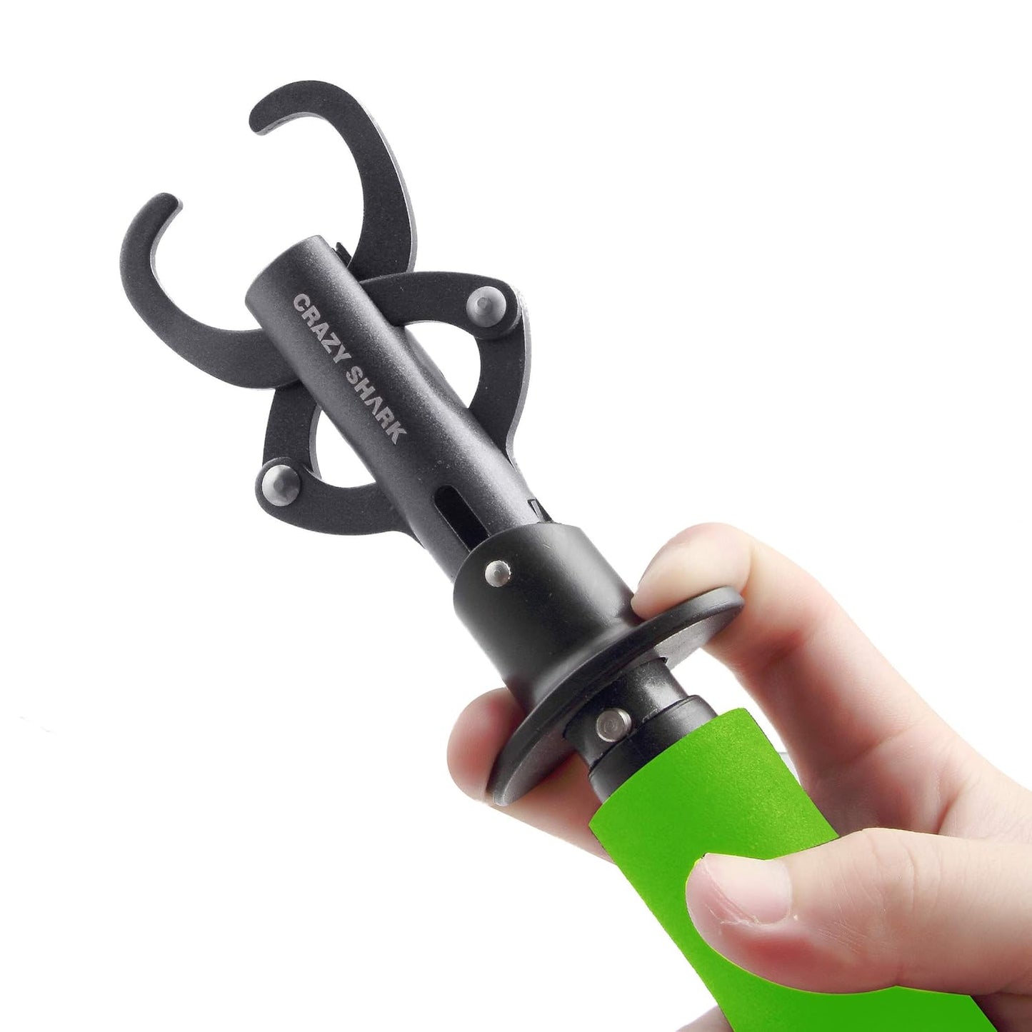 Crazy Shark Portable Stainless Steel Fish Lip Grabber Gripper Grip Tool Fish Holder Tackle EVA Handle 40lbs (Dark Gray)