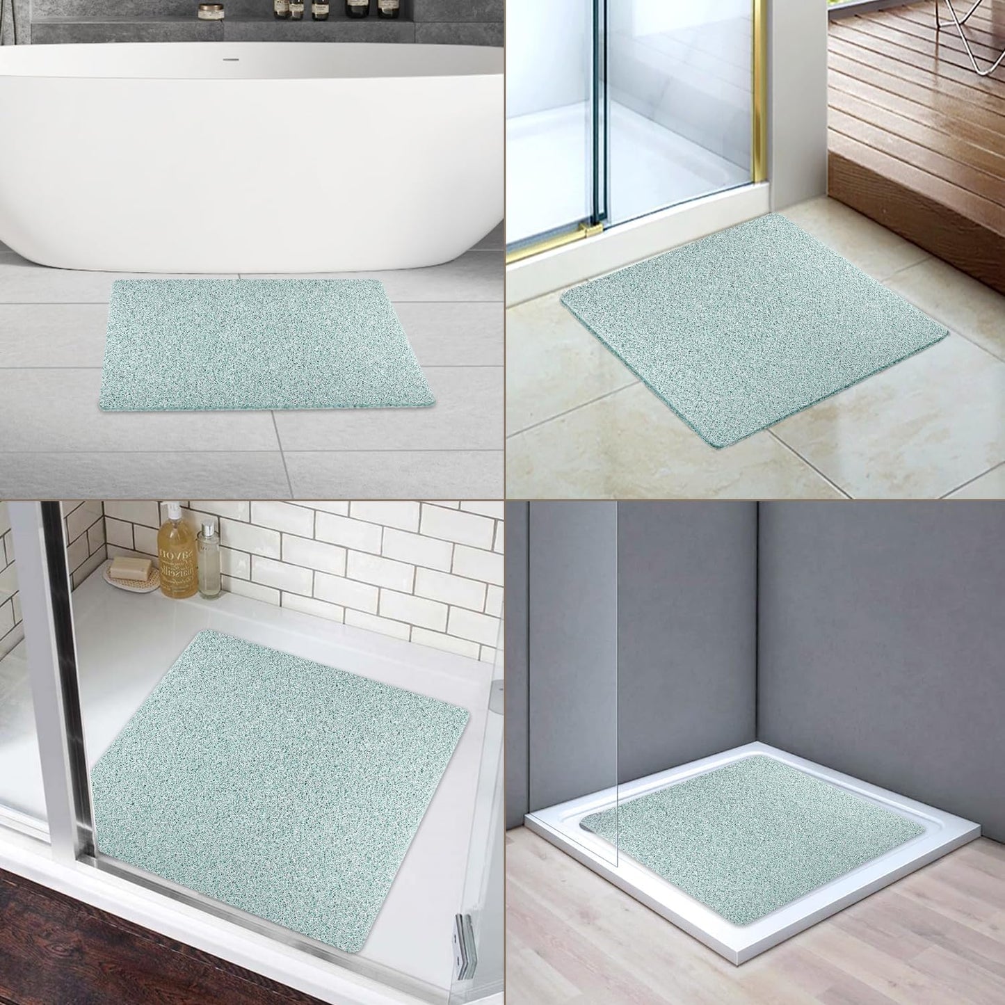 Square Shower Mat, Non Slip Bath Mat, Loofah Shower Stall Mats for Walk-in Shower, 32 x 32 Inches Shower Floor Mat with Drain, Bath Mats for Showers Bathroom, Tub, Seniors
