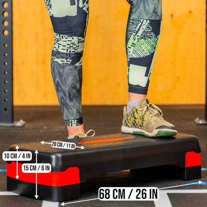 PRISP Adjustable Aerobic Stepper - 2-Level Exercise Step Platform, 68 cm