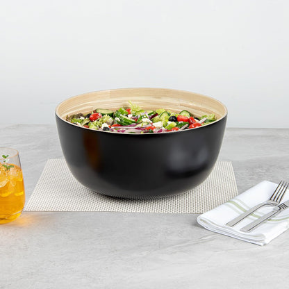 Restaurantware-Bambuddha 15 Ounce Small Salad Bowl, 1 Heavy-Duty Round Salad Bowl - Sustainable, Reusable, Black Bamboo Serving Dish, for Serving Salads, Fruits, and Appetizers