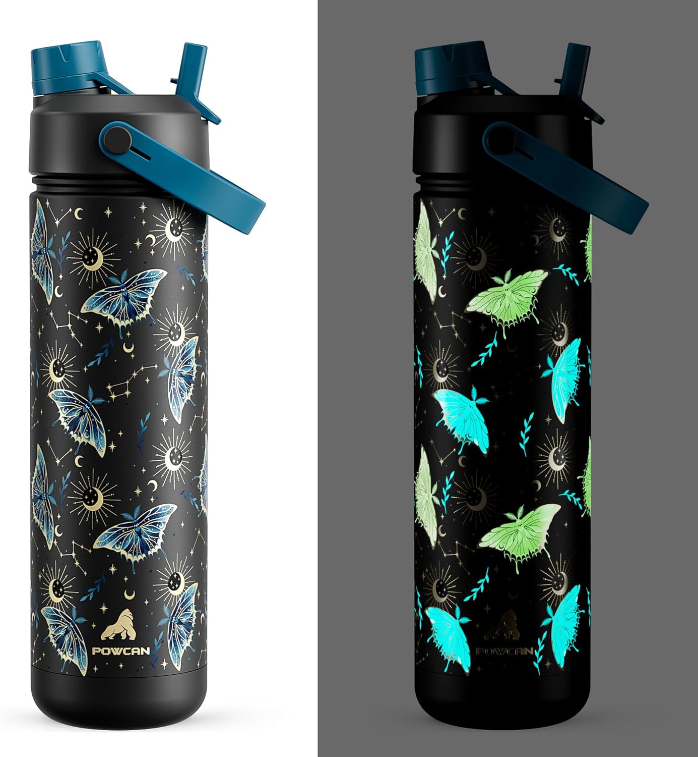 POWCAN 26 oz Insulated Water Bottle with 2-in-1 Straw and Spout Lid, Keep Cold 24H, Leak-Proof, Fits in Car Cup Holder, Stainless Steel Water Bottle for Sports, Travel, and School (Cotton Candy)