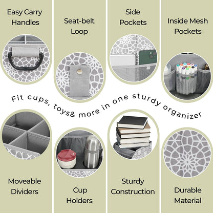 Car Seat Organizer Backseat Front Seat, Car Organizer With 12 Storage Compartments 2 Cup Holders, Snack Storage For Kids Baby, SUV Truck Van Collapsible Storage Bag For Travel, PT