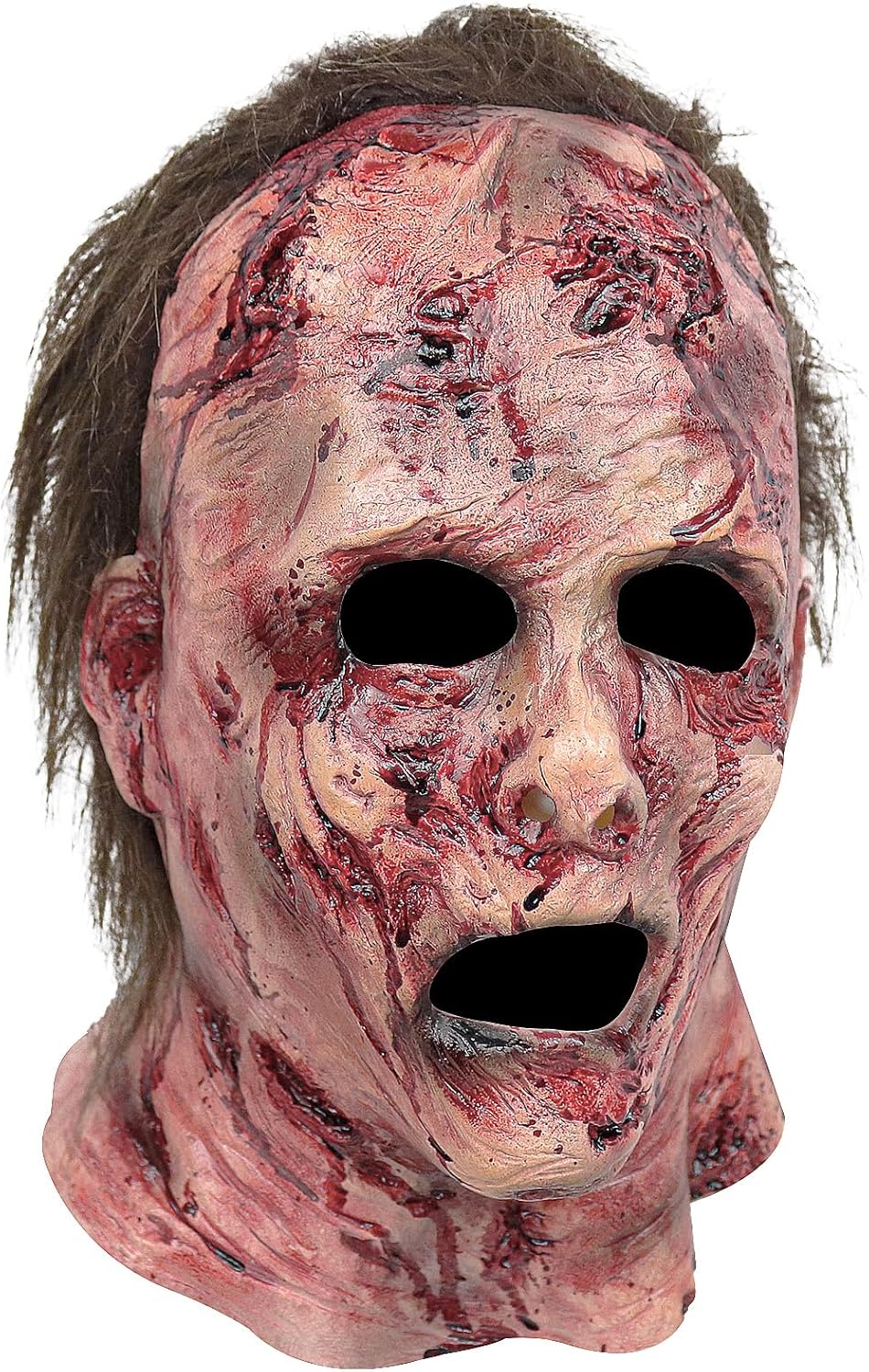 Puppyhao Halloween Scary Mask Realistic Zombie Human Face Mask with Hair for Adults Cosplay Party Latex Props