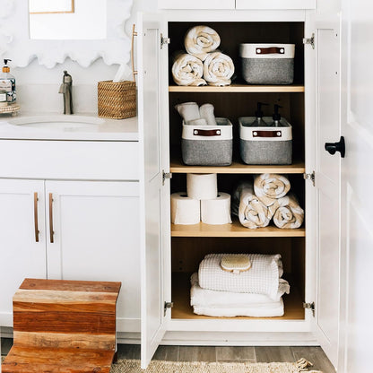 OrganiHaus Large Fabric Storage Baskets for Shelves 3 Pack, 15x11in Closet Storage Bins for Shelves, Cloth Baskets, Fabric Storage Cubes, Linen Closet Organizers, Fabric Basket, White Basket