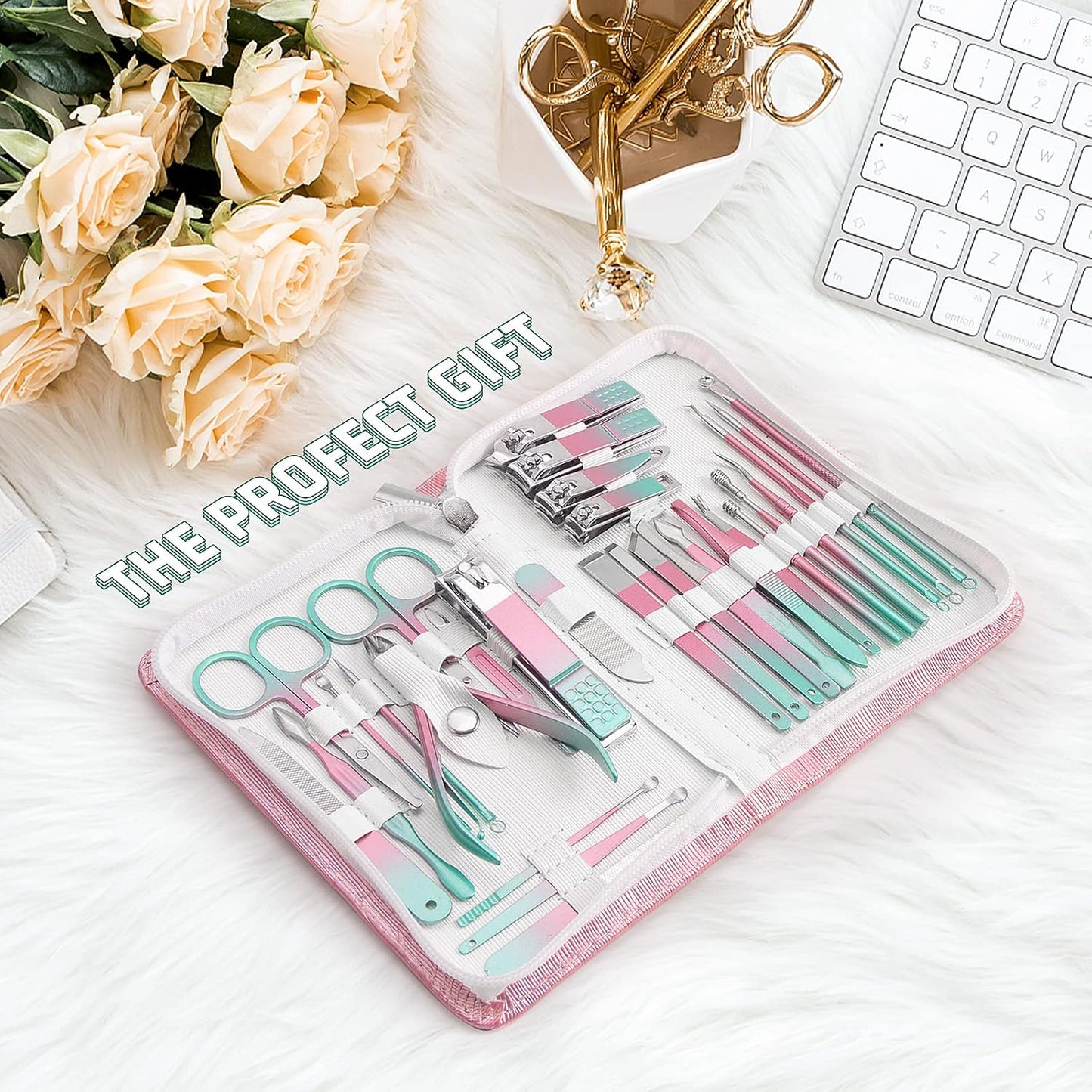 WOAMA Manicure Set 30 in 1 Nail Clipper Set Nail Kit for Women Men Stainless Steel Manicure Kit Professional with Travel Case