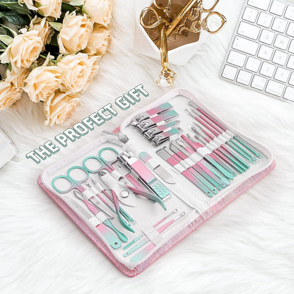WOAMA Manicure Set 30 in 1 Nail Clipper Set Nail Kit for Women Men Stainless Steel Manicure Kit Professional with Travel Case