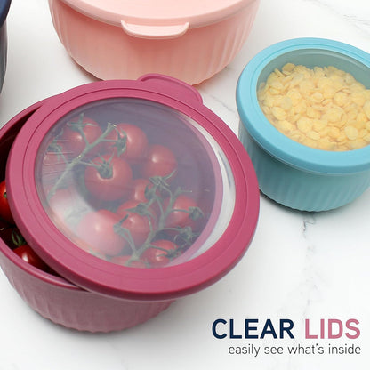 COOK WITH COLOR Prep Bowls with Lids- 8 Piece Nesting Plastic Small Mixing Bowl Set with Lids (Teal Ombre)