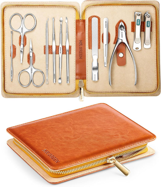 Manicure Set, Pedicure Sets, Nail Clipper Sets, Stainless Steel Professional Nail Cutter Kits with Travel Case (12 Count)