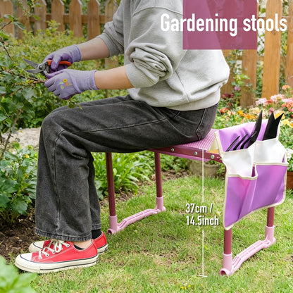 Folding Garden Stool and Kneeler, Heavy Duty Garden Kneeler and Seat, Kneeling Device for Gardening, Gardeners and Seniors (Purple)