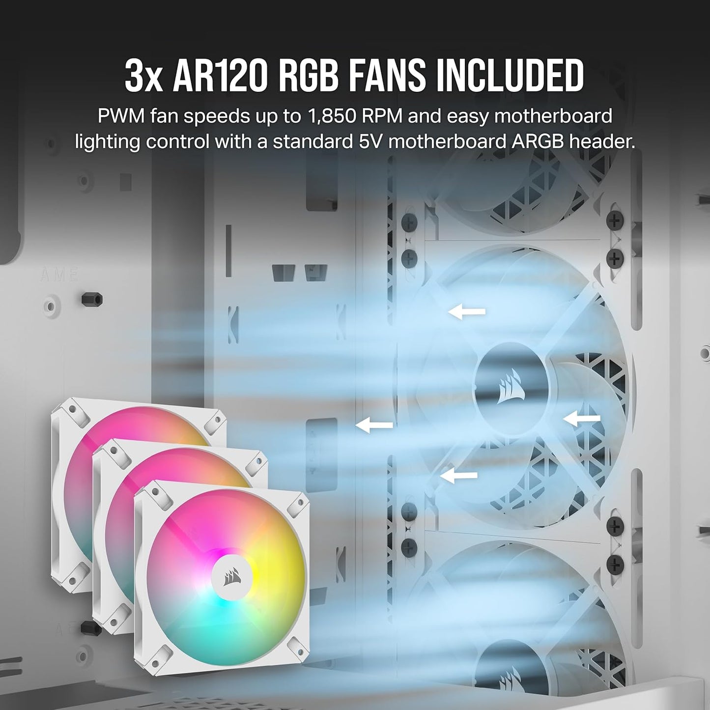 CORSAIR 3000D Airflow Mid-Tower PC Case – 2X SP120 Elite Fans – Four-Slot GPU Support – Fits up to 8X 120mm Fans – High-Airflow Design – Black