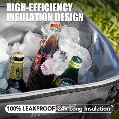 INSMEER Hard Top Soft Cooler with 2 Cup Holders, Large Foldable Cooler Bag - 40L/70 Cans, 100% Leakproof/Insulated/Portable Glaciere with Shoulder Strap for Travel, Beach, Camping, BBQ, Events