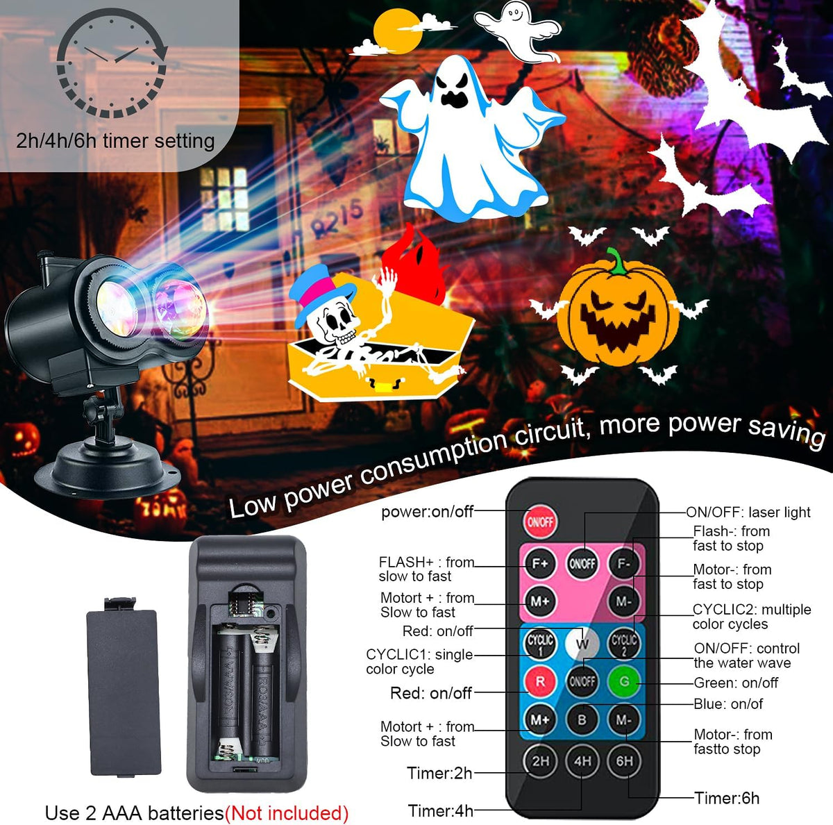 Halloween Projector Lights Outdoor, LED Christmas Projector Lights