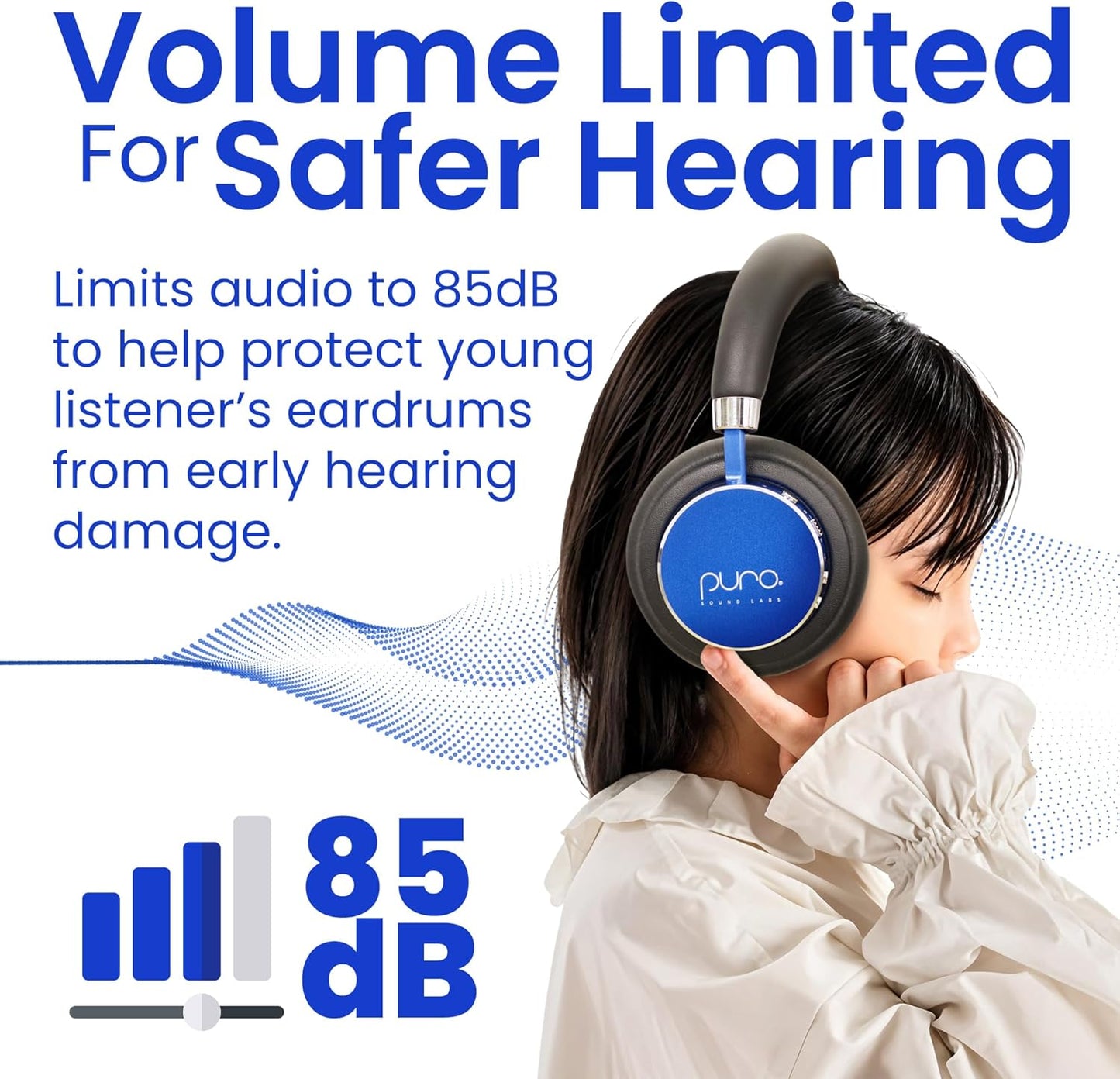 Puro Sound Labs BT2200 Plus Volume Limited Kids’ Bluetooth Headphones (Blue)