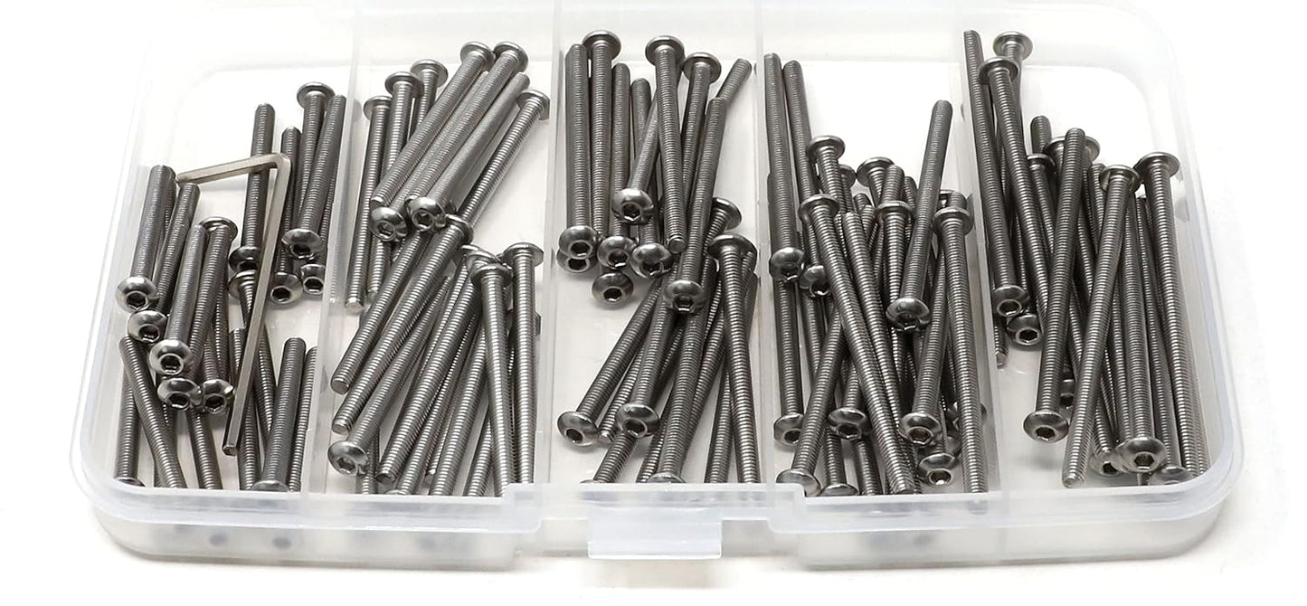iexcell 50 Pcs M6 x 20mm Thread Pitch 1 mm Stainless Steel 304 Hex Socket Button Head Cap Screws Bolts Kit