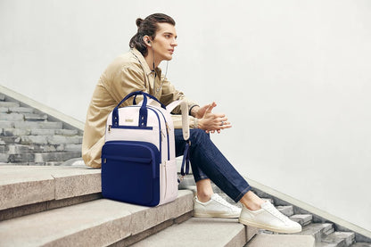 Laptop Backpack for Women Men, Water Resistant Travel Work Backpacks Purse Stylish College Business Teacher Nurse Computer Bag, Fits 17.3" Laptop Light Blue