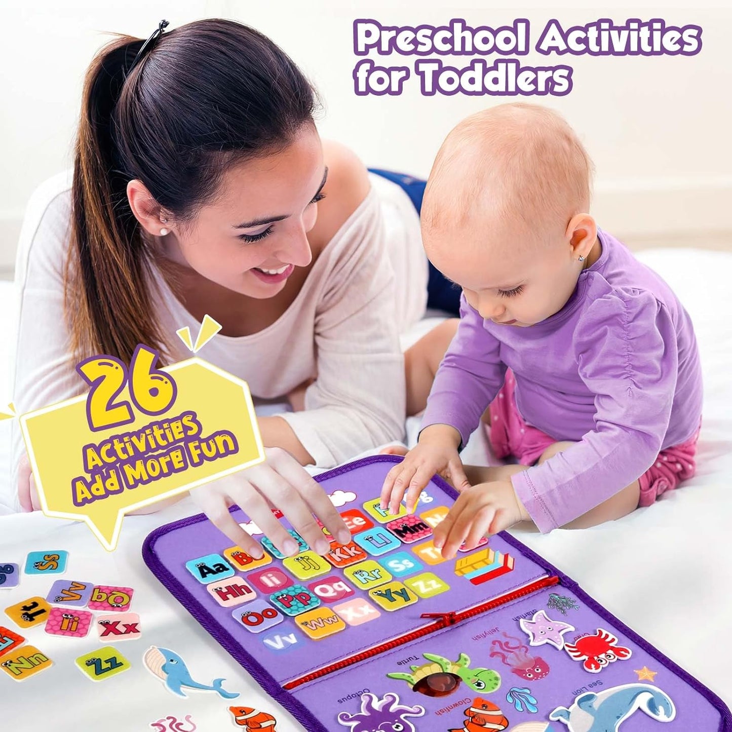 Winblo Toddler Busy Board - Montessori Toys for Toddler Girl Birthday Gift, Educational Learning Sensory Busy Book for Girls, Airplane Car Travel Activities Toy for Toddlers