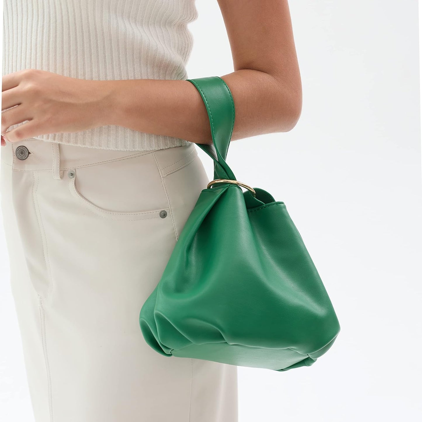 Women's Clutch Soft Vegan Leather Hobo Top Handle Bag Small Tote Purse