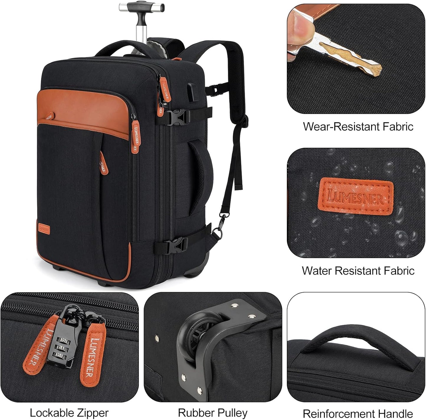 Lumesner Carry on Backpack, Extra Large 40L Flight Approved Travel Backpack for Men & Women