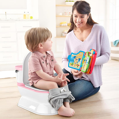 CheerTry Toddler Potty Training Toilet, Larger Potty Chair, Detachable Seat Suitable for Boys & Girls Ages 1-3, with Flushing Sound, Wipes Storage, Toilet Lid & Toilet Paper Holder - Pink