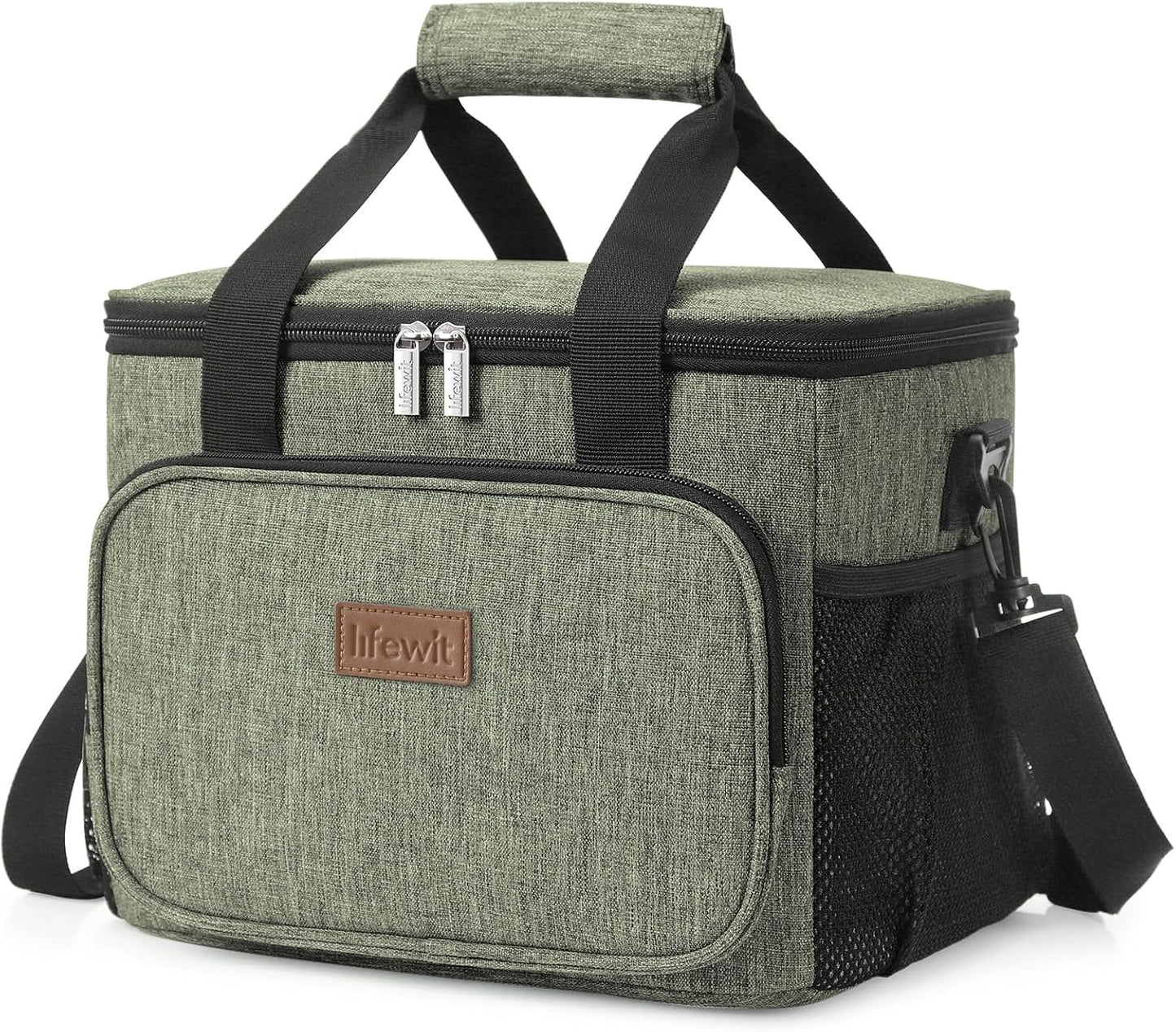 Lifewit Lunch Bag for Men, Insulated Lunch Box Leakproof Soft Cooler Cooling Tote for Adult Women, Waterproof Reusable Lunch Bags for Work Office Outdoor Picnic Camping, Black, 12-Can (9L)