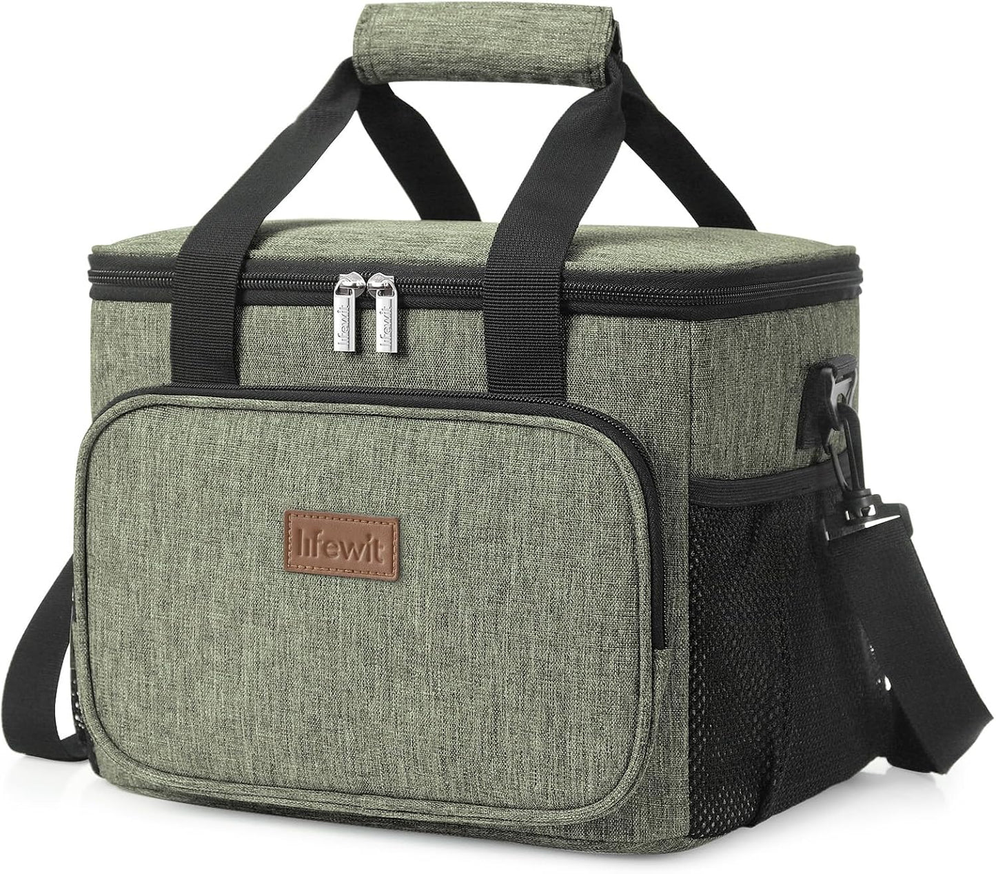 Lifewit Large Lunch Bag Insulated Lunch Box Soft Cooler Cooling Tote for Adult Men Women, Dark Green 12-Can (9L)