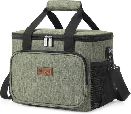 Lifewit Large Lunch Bag Insulated Lunch Box Soft Cooler Cooling Tote for Adult Men Women, Dark Green 12-Can (9L)