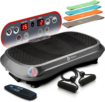Lifepro Waver Vibration Plate Exercise Machine – Whole Body Oscillation Platform w/ 99 Speed Levels & 9 Programs – Remote Control, Loop & Resistance Bands for Full Body Home Gym Workout
