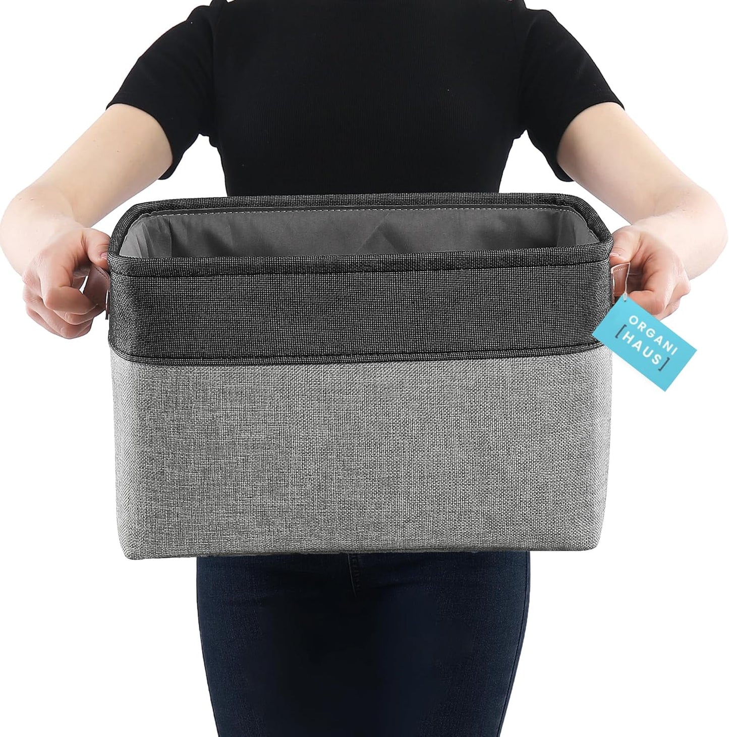 OrganiHaus Large Fabric Storage Baskets for Shelves 3 Pack, 15x11in Closet Storage Bins for Shelves, Cloth Baskets, Fabric Storage Cubes, Linen Closet Organizers, Fabric Basket, White Basket