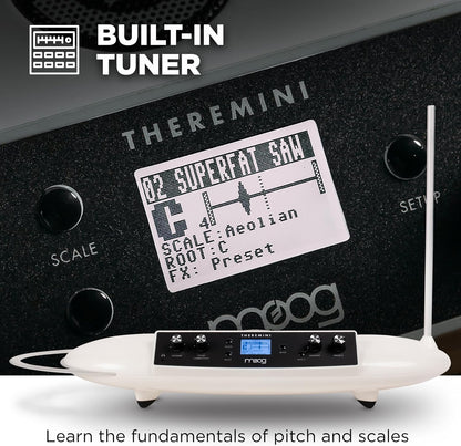 Moog Theremin - Theremini | Pitch Correction, CV Out, Built-In Tuner and Speaker, AniMOOG Synthesizer Sound Engine with 32 Presets, LCD Screen